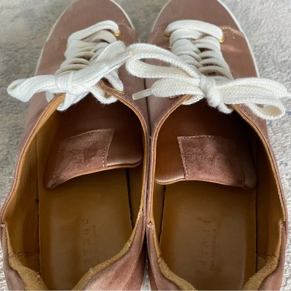 Sezane Jack Trainers Rose Gold Satin FR 38 US 7 RARE